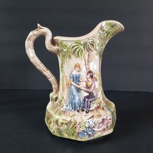 Vintage Pink Lustre Relief Pitcher